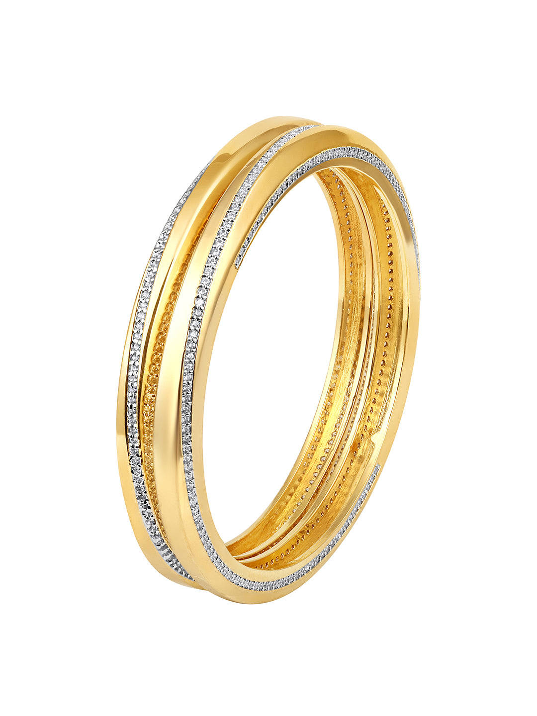 Diamond bangles with gold finish