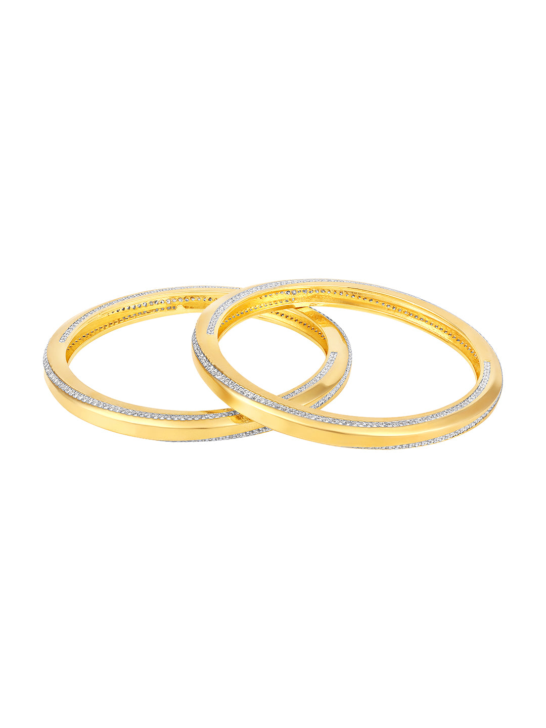 Diamond bangles with gold finish