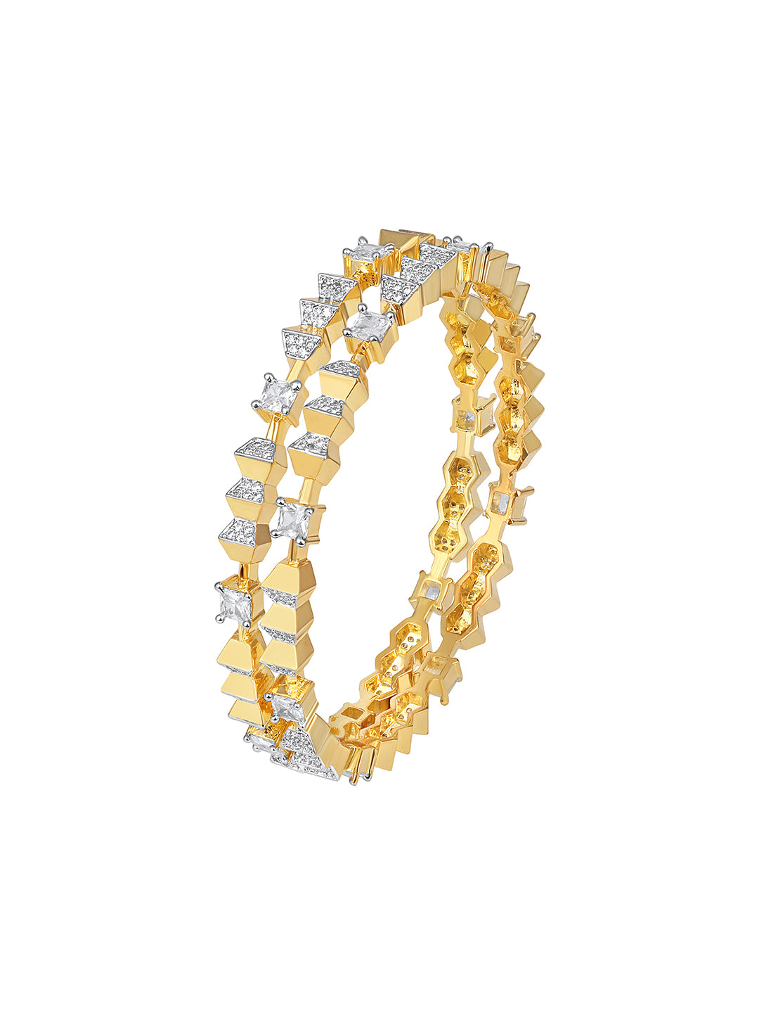 Gold plated CZ studded diamond bangles set for women – bridal and festive wear jewellery