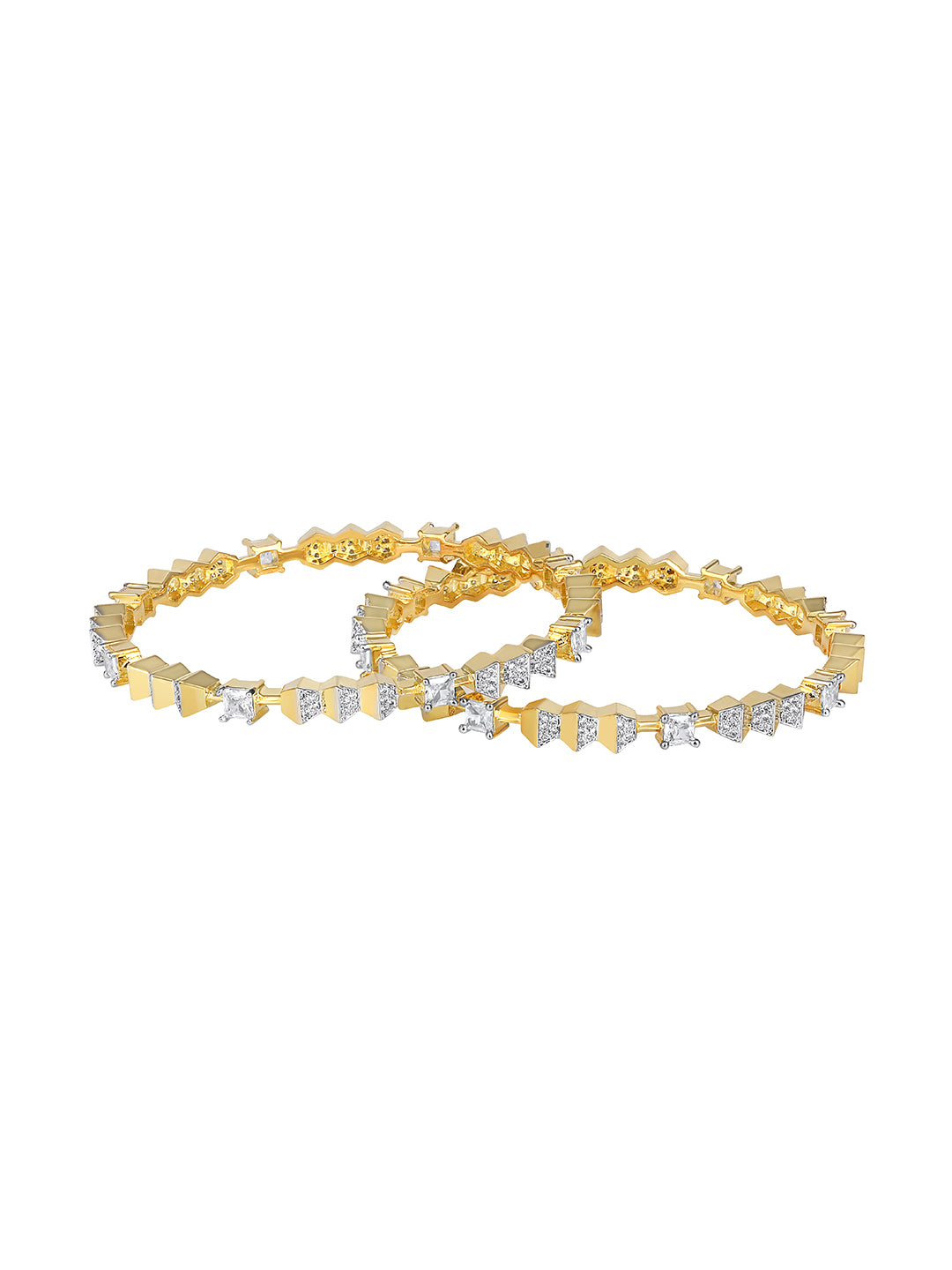 Gold plated CZ studded diamond bangles set for women – bridal and festive wear jewellery