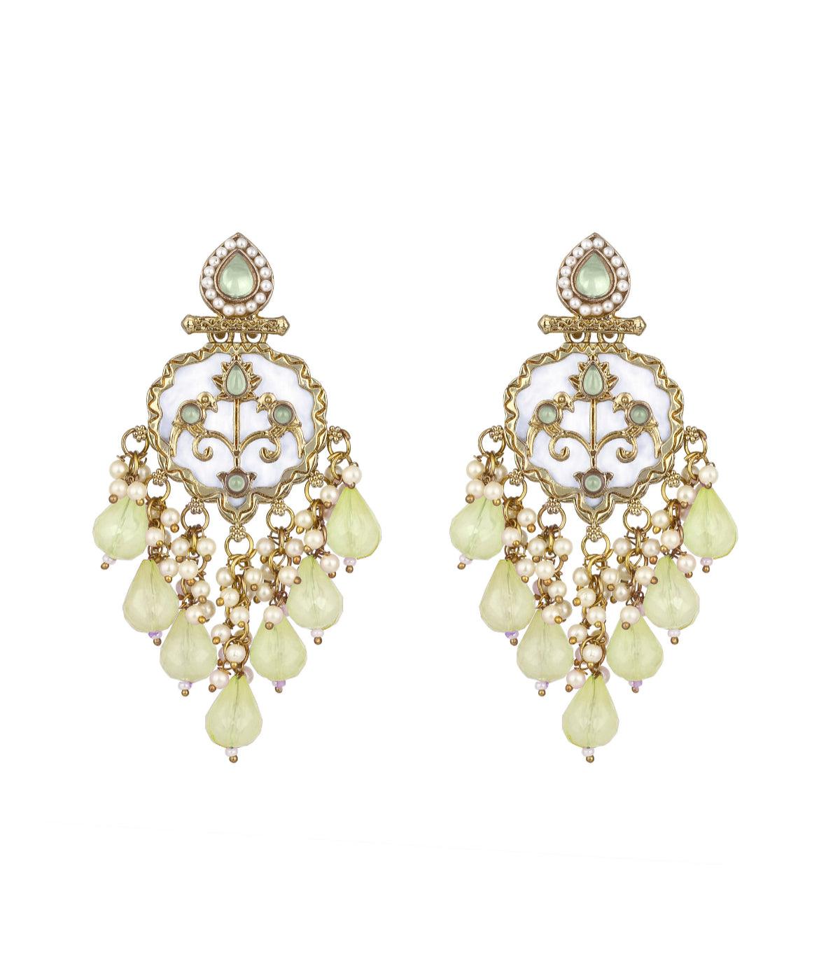 Traditional White Pearls Drop Earrings - ASMITTA Jewellery