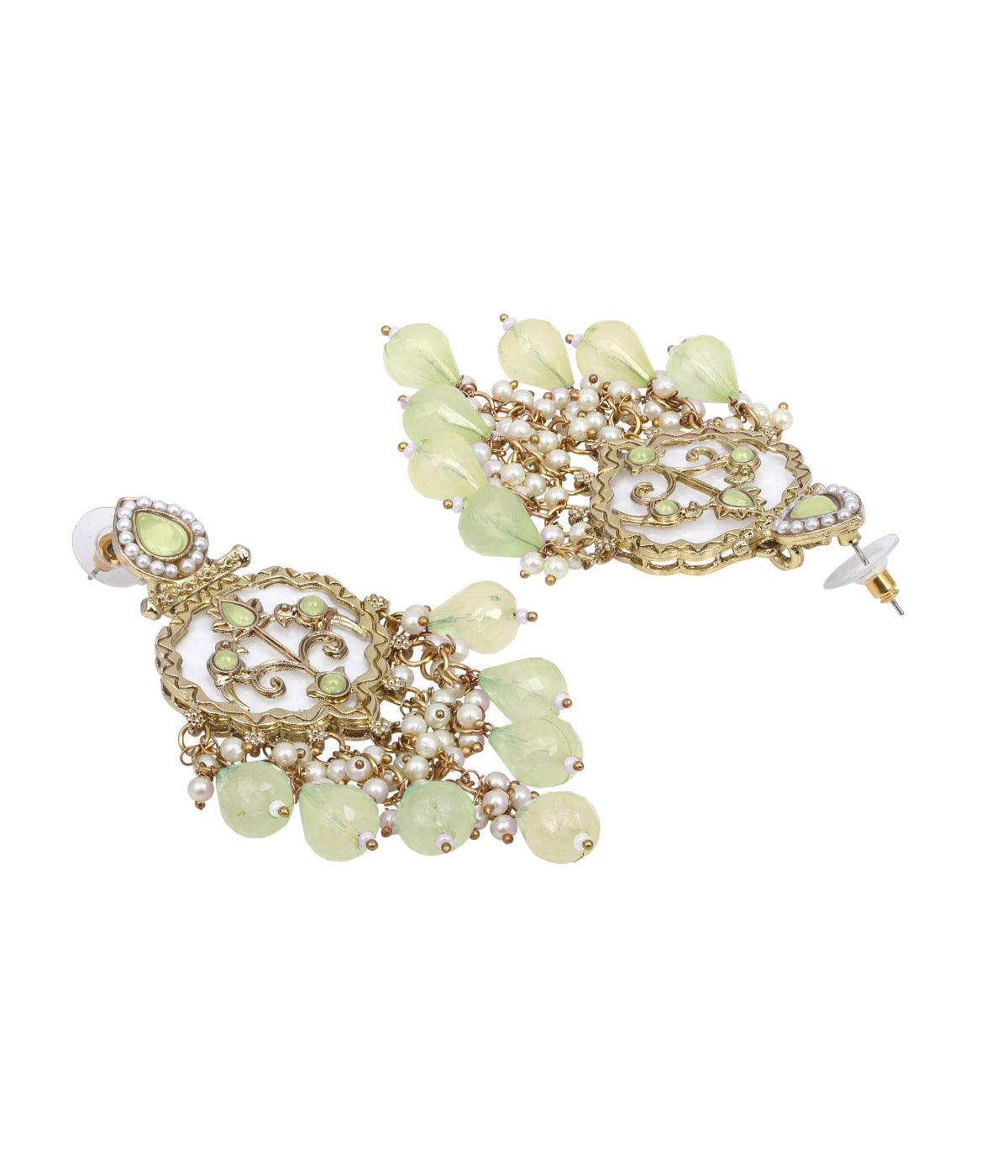 Traditional White Pearls Drop Earrings - ASMITTA Jewellery