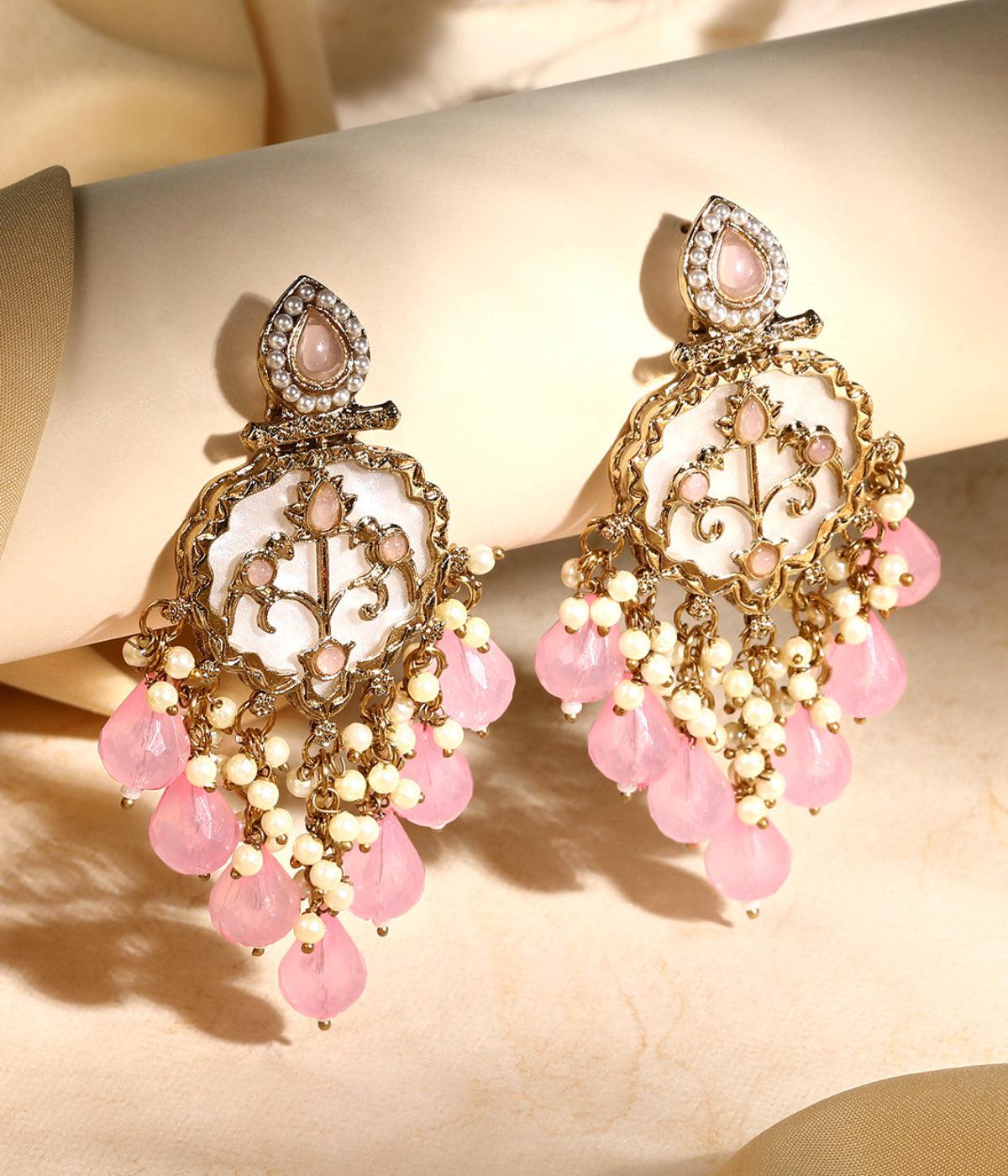 Traditional White Pearls Drop Earrings - ASMITTA Jewellery