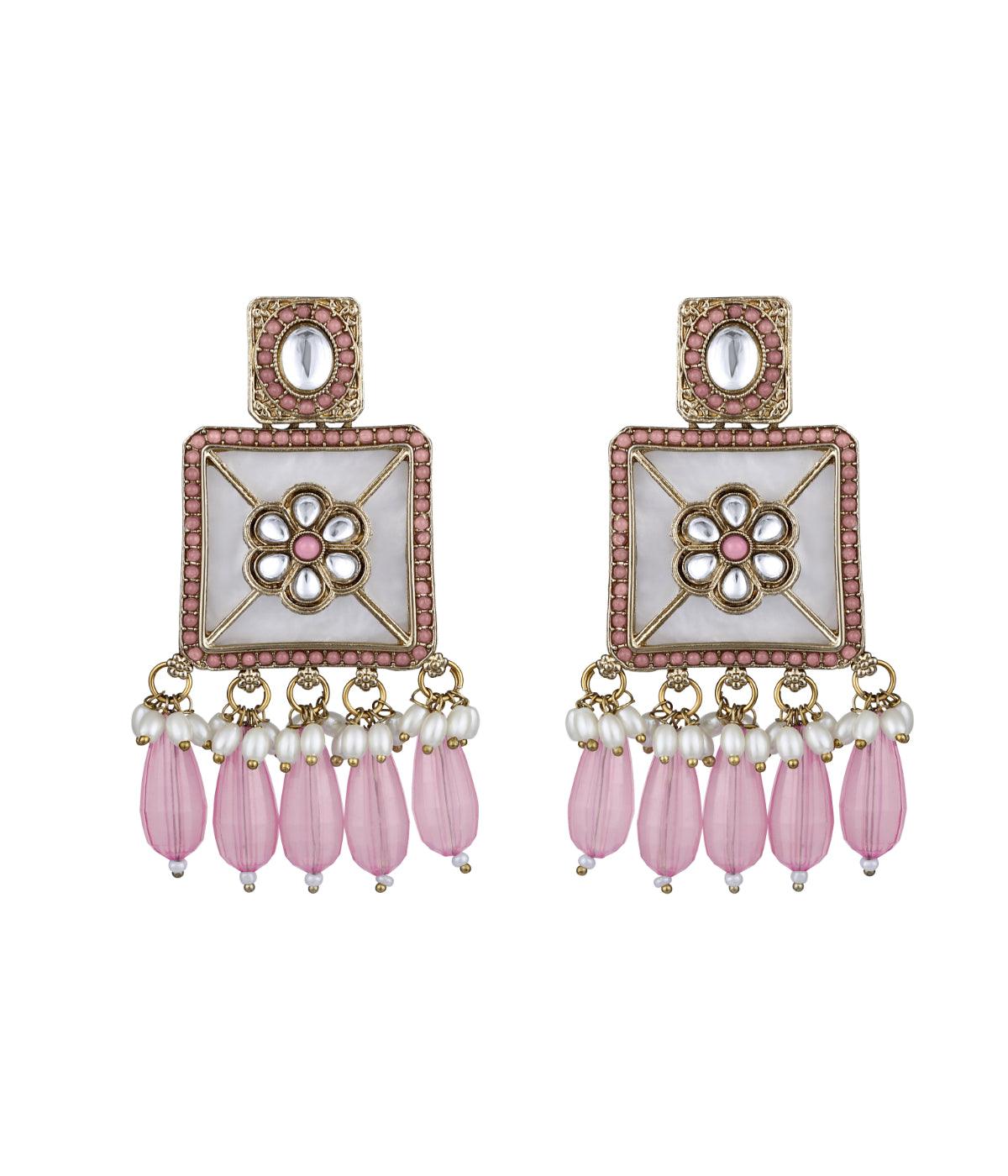 Traditional Baby Pink Pearls Earrings - ASMITTA Jewellery
