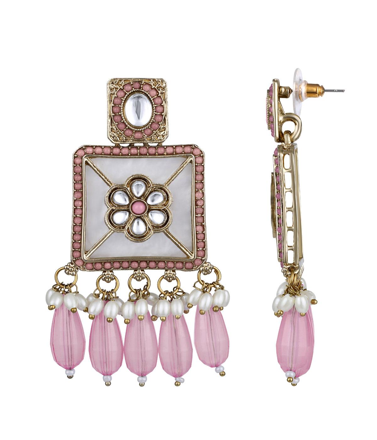 Traditional Baby Pink Pearls Earrings - ASMITTA Jewellery