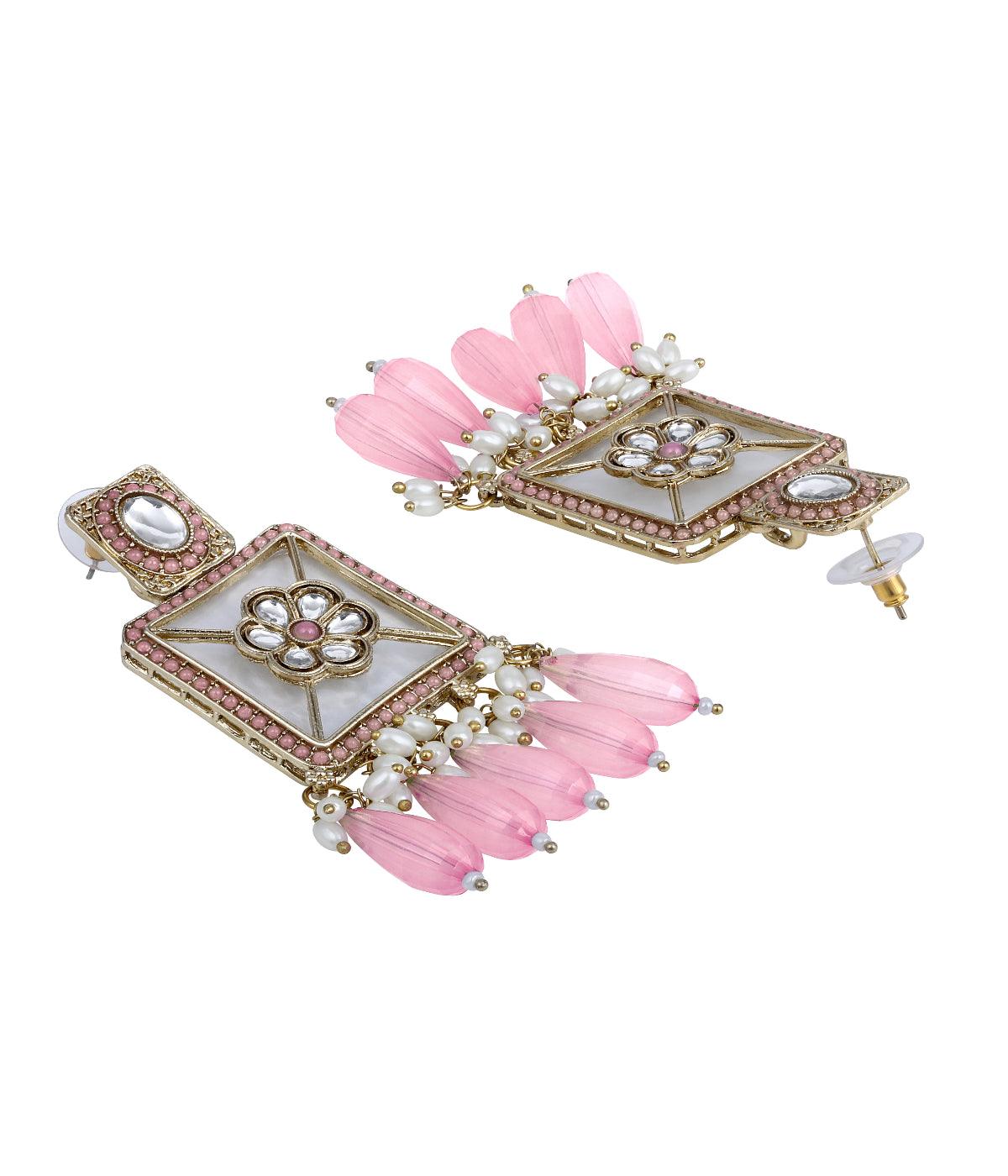 Traditional Baby Pink Pearls Earrings - ASMITTA Jewellery