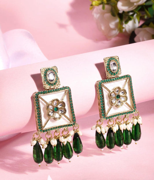 Traditional Green Pearls Earrings - ASMITTA Jewellery