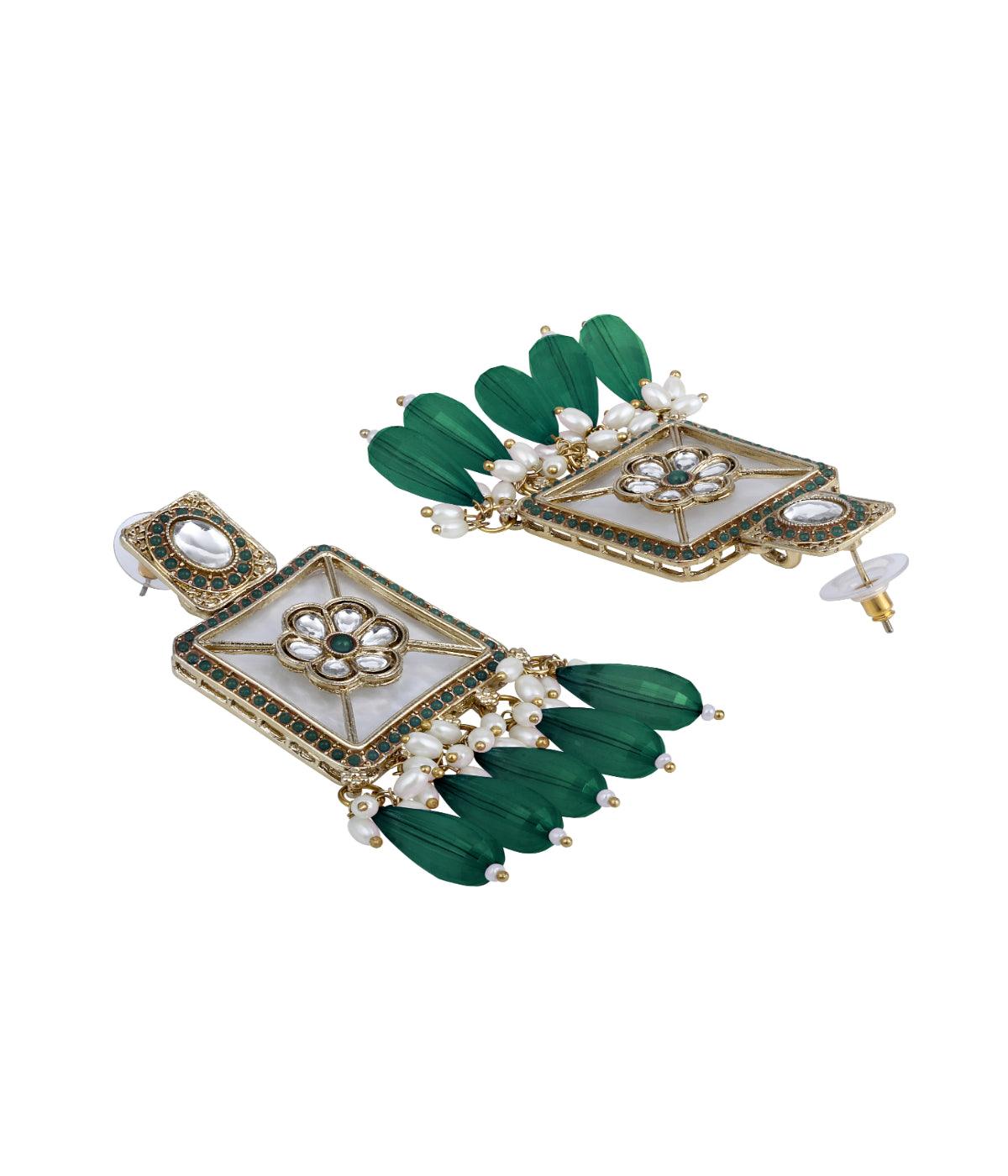 Traditional Green Pearls Earrings - ASMITTA Jewellery