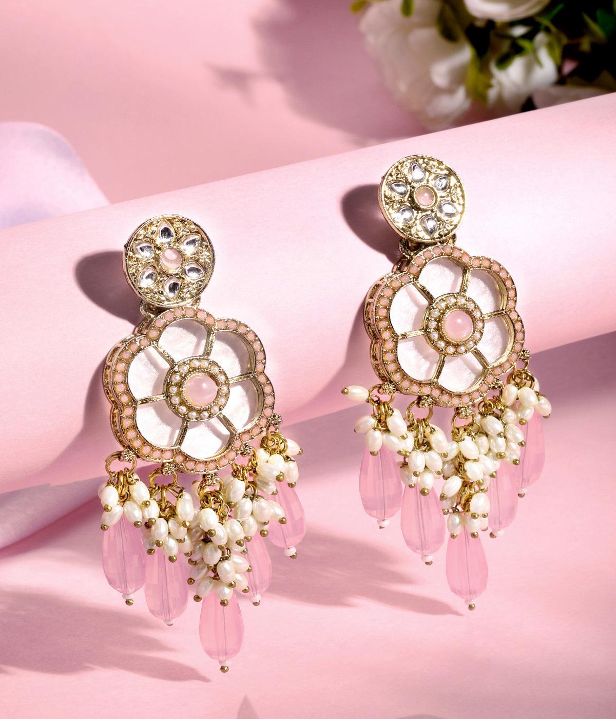 Royal Bloom: Traditional Purple Pearl Earrings - ASMITTA Jewellery