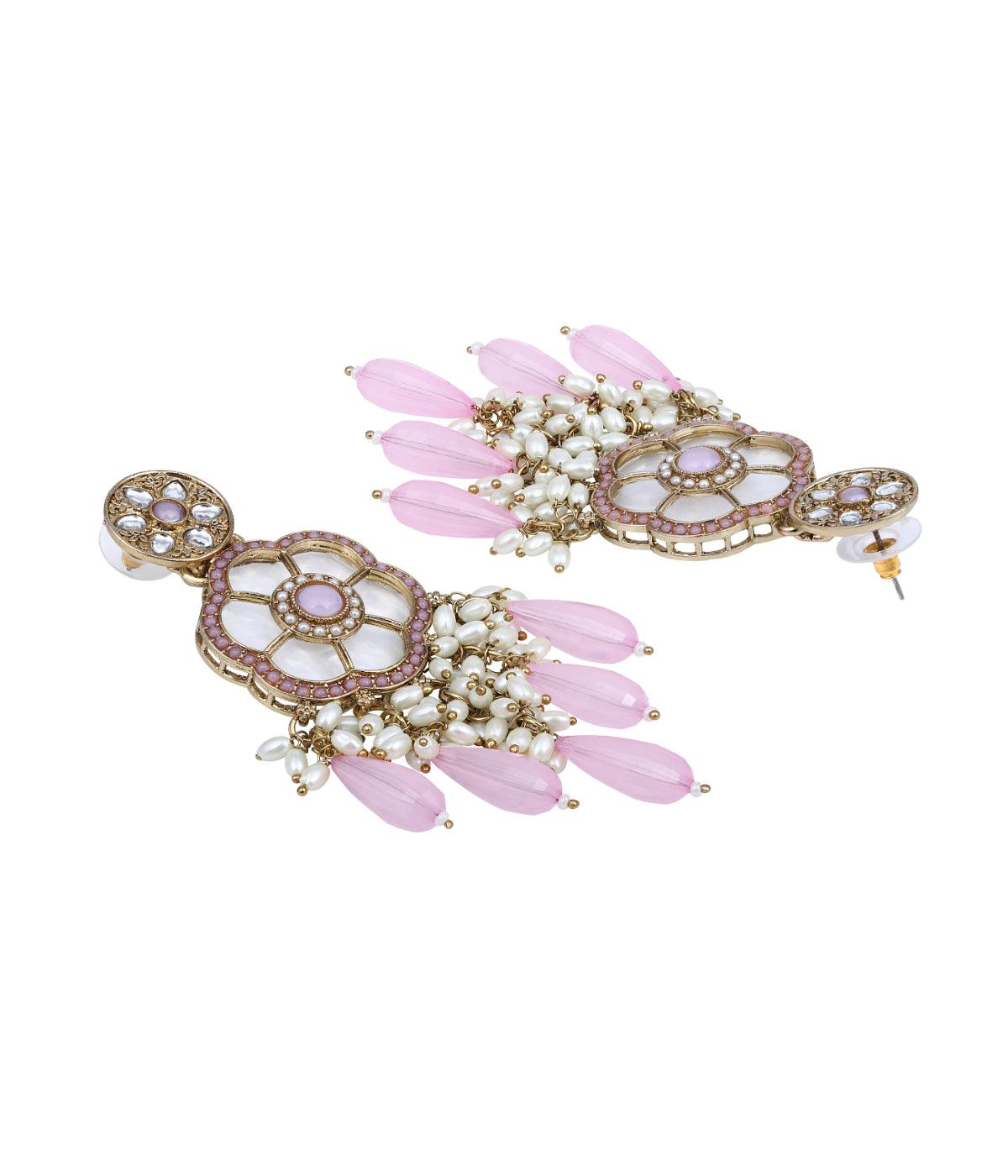 Royal Bloom: Traditional Purple Pearl Earrings - ASMITTA Jewellery