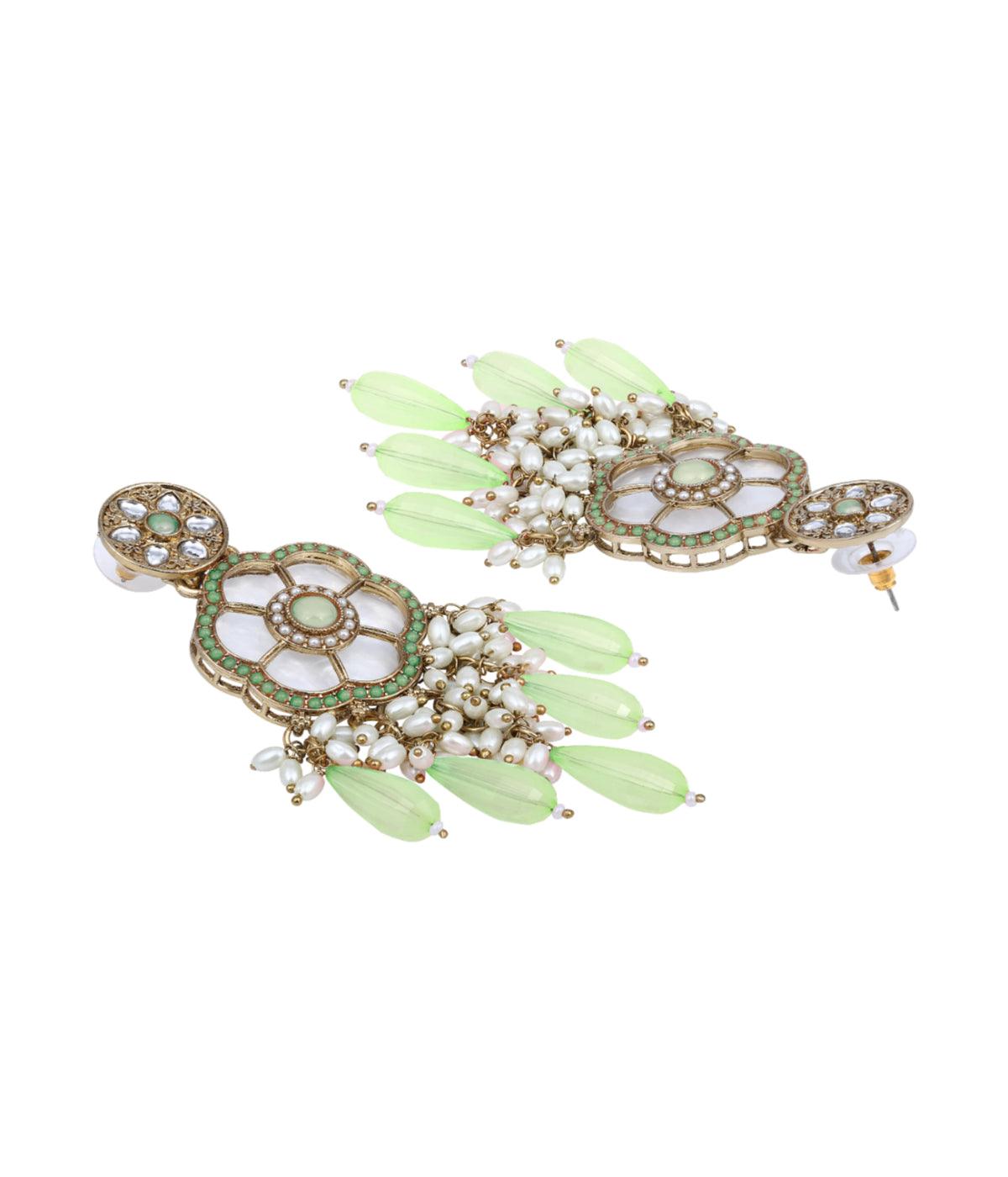 Mint Blossom: Traditional Floral Pearl Earring - ASMITTA Jewellery