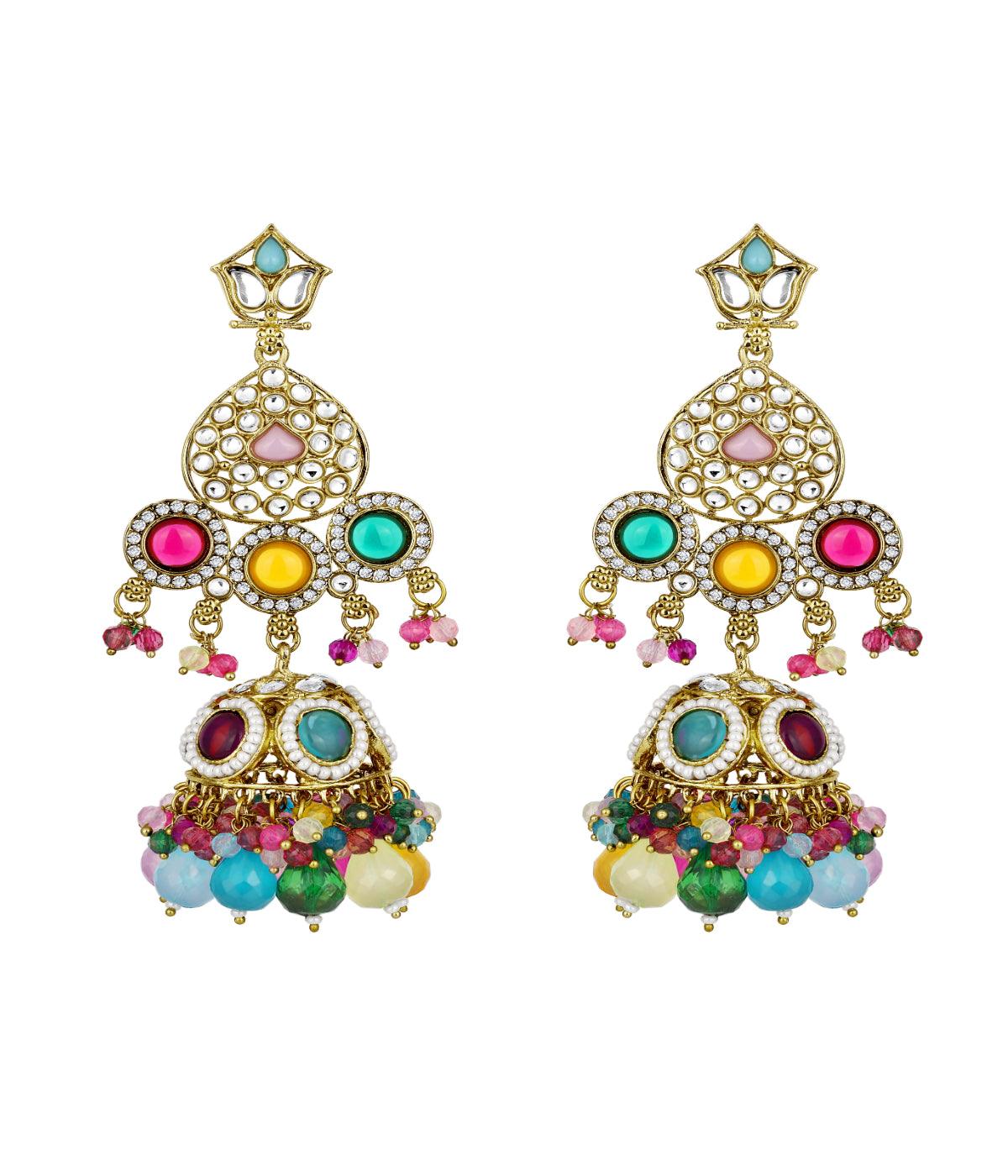 Traditional Shimmering Multicolor Pearls Earrings - ASMITTA Jewellery