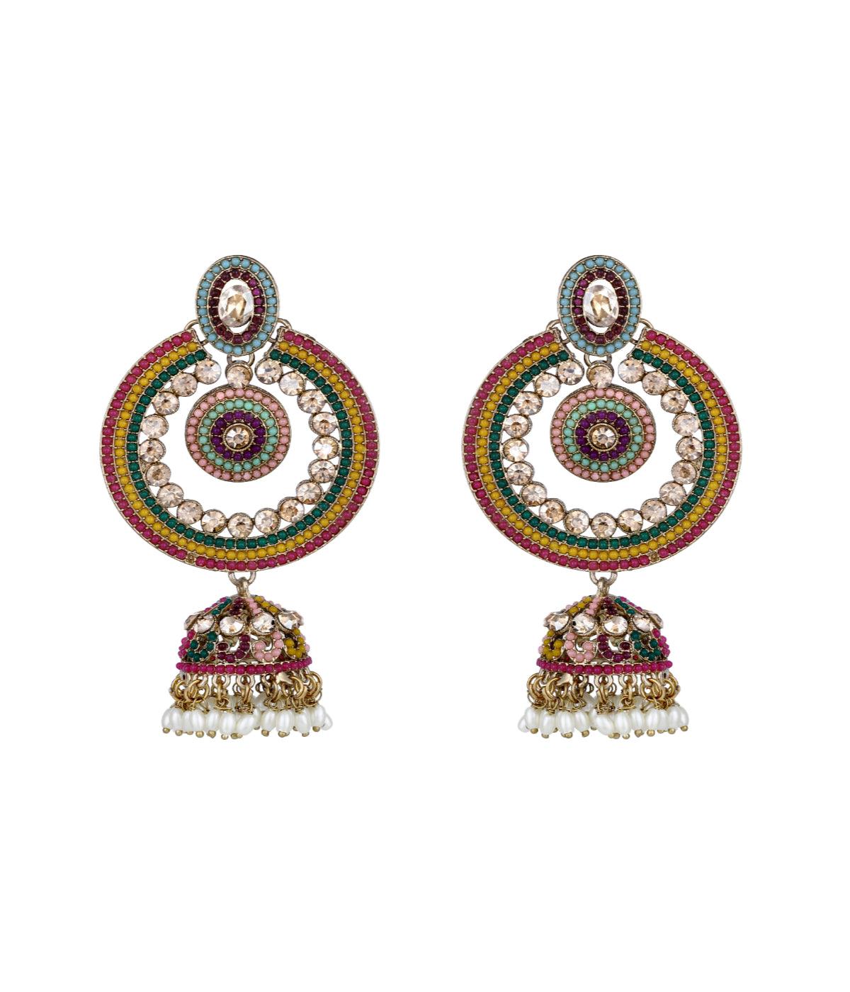 Traditional Shimmering Dome Shape Multicolour Earrings - ASMITTA Jewellery