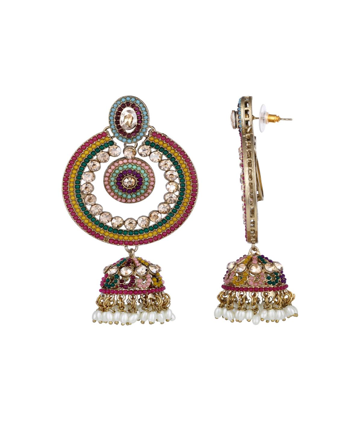 Traditional Shimmering Dome Shape Multicolour Earrings - ASMITTA Jewellery