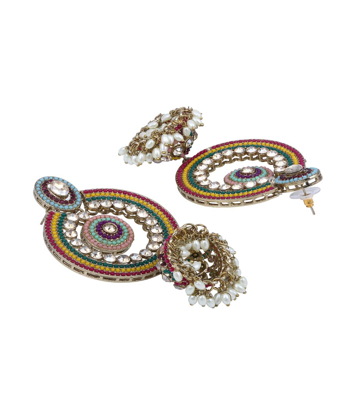 Traditional Shimmering Dome Shape Multicolour Earrings - ASMITTA Jewellery