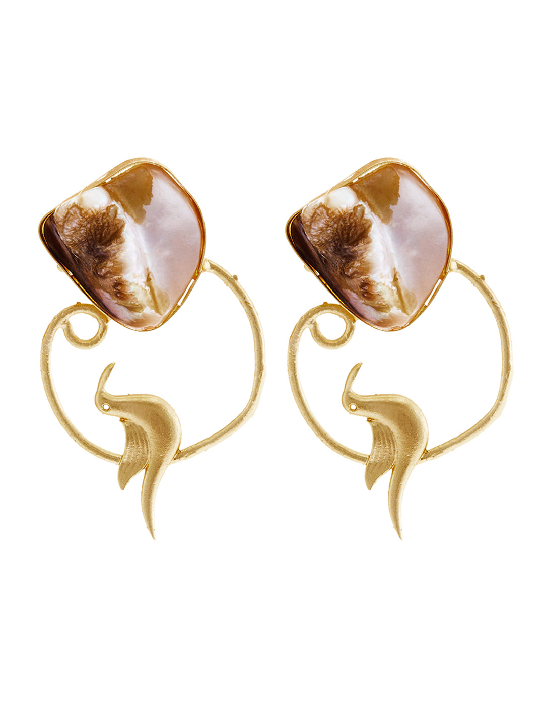 Gold-plated Pearls Beaded Contemporary Shaped Studs