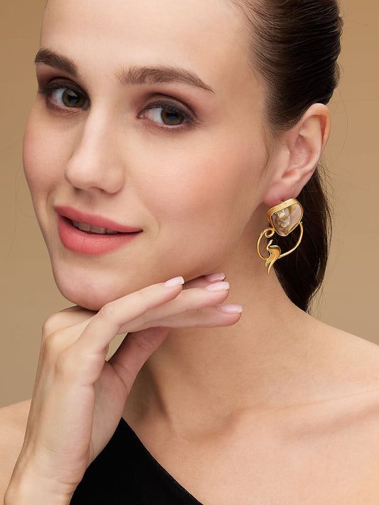 Gold-plated Pearls Beaded Contemporary Shaped Studs