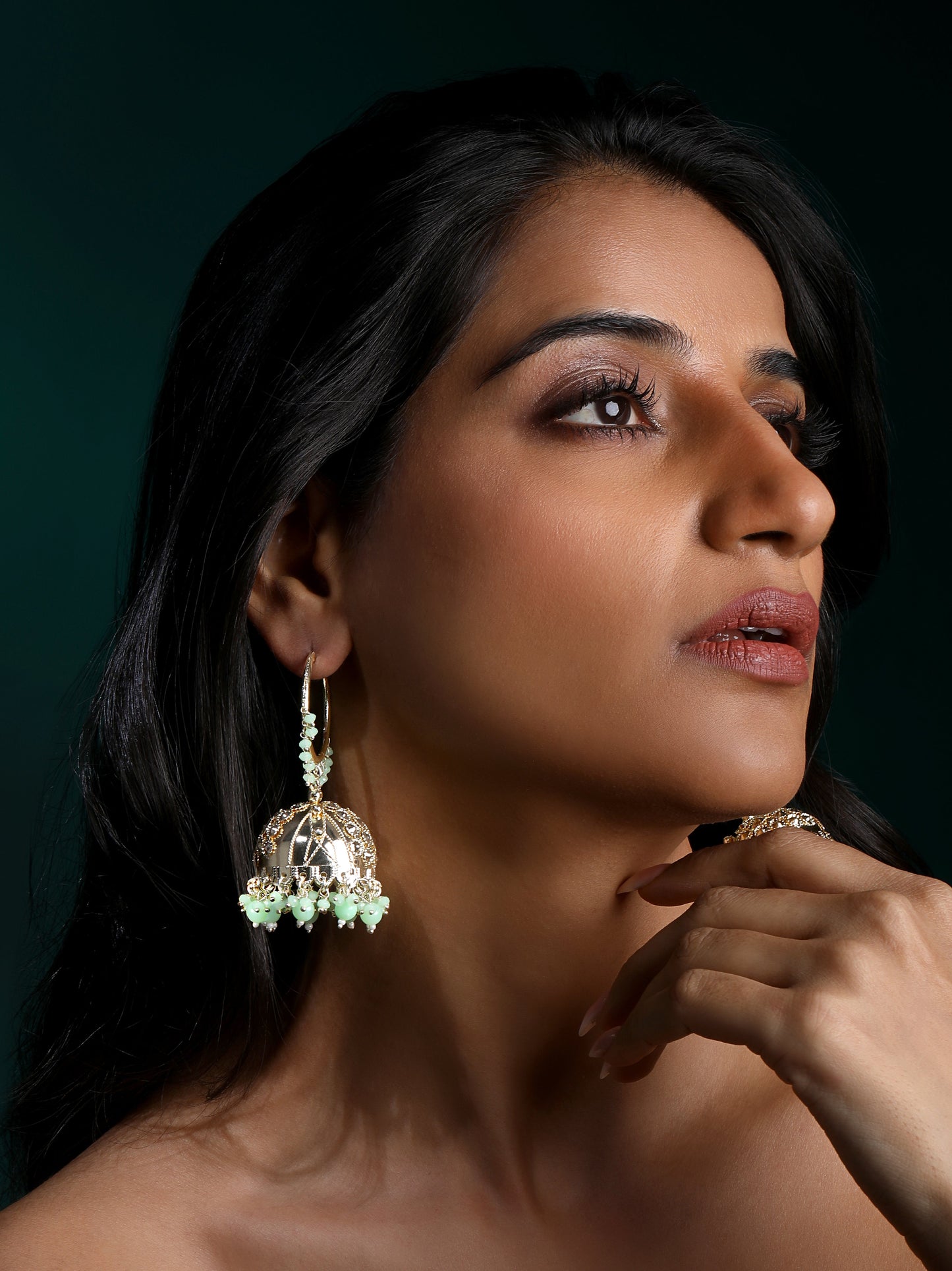 22K Gold-Plated Pearls Beaded Dome Shaped Jhumkas