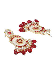 Multicolor American Diamonds Pearl Gold Plated Danglers Earring