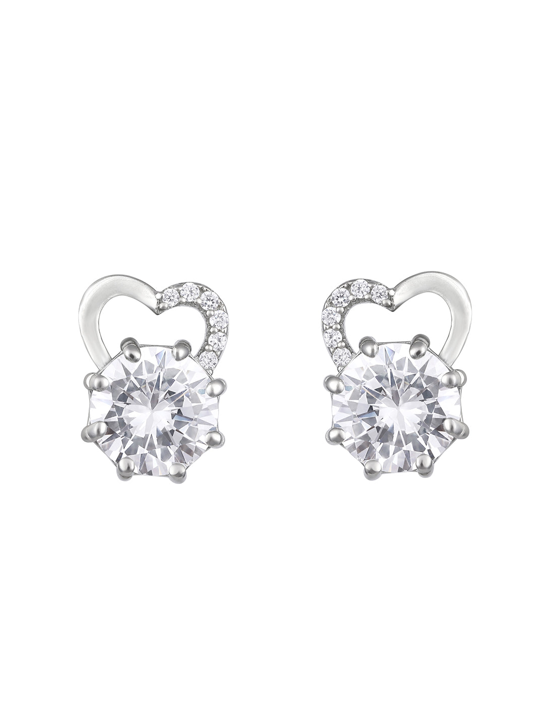 Sterling Silver Drop Earrings With Cubic Zirconia American Diamonds And Rhodium Plating.