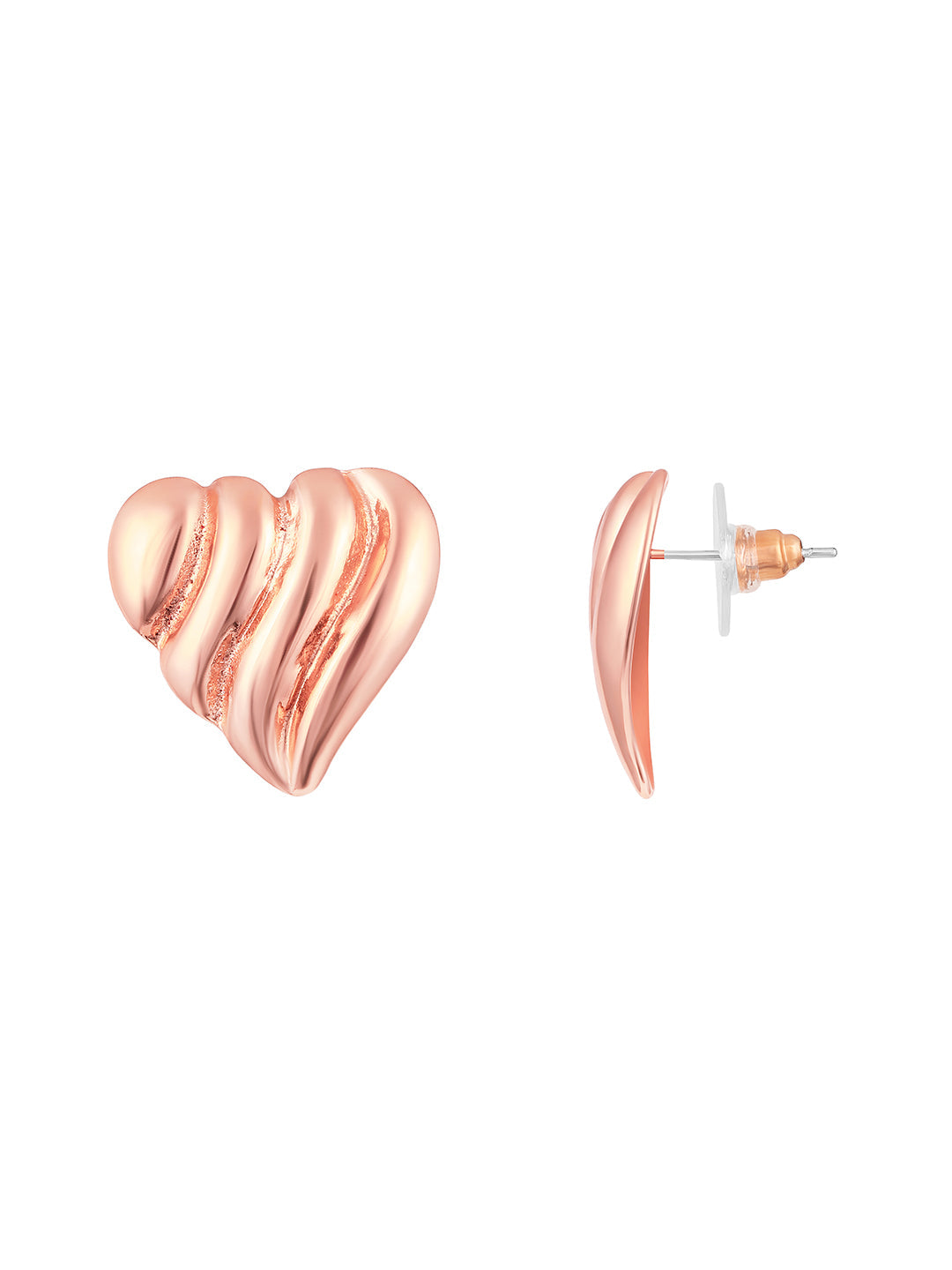 Rosegold-Plated Handcrafted Stud Earring With The Closure Of Push Back