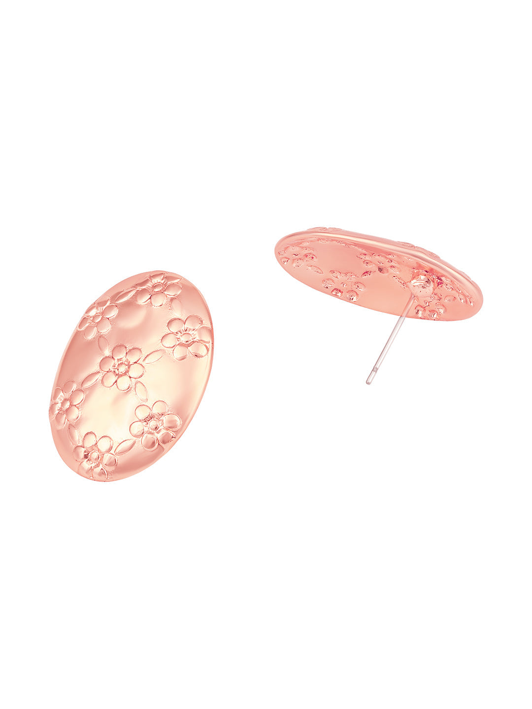 Rosegold-Plated Handcrafted Stud Earring With The Closure Of Push Back