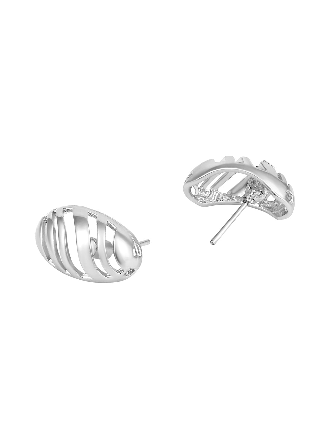 Silver Plated Handcrafted Stud Earring With The Closure Of Push Back