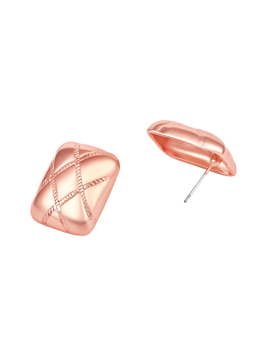 Rosegold-Plated Handcrafted Stud Earring With The Closure Of Push Back