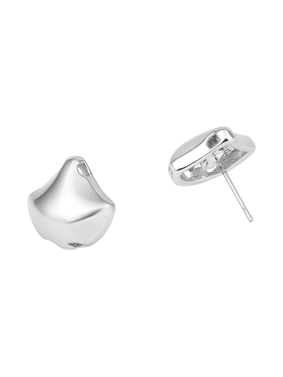 Silver Plated Handcrafted Stud Earring With The Closure Of Push Back