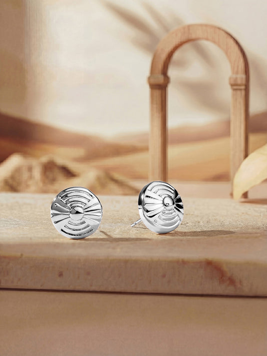 Silver Plated Handcrafted Stud Earring With The Closure Of Push Back