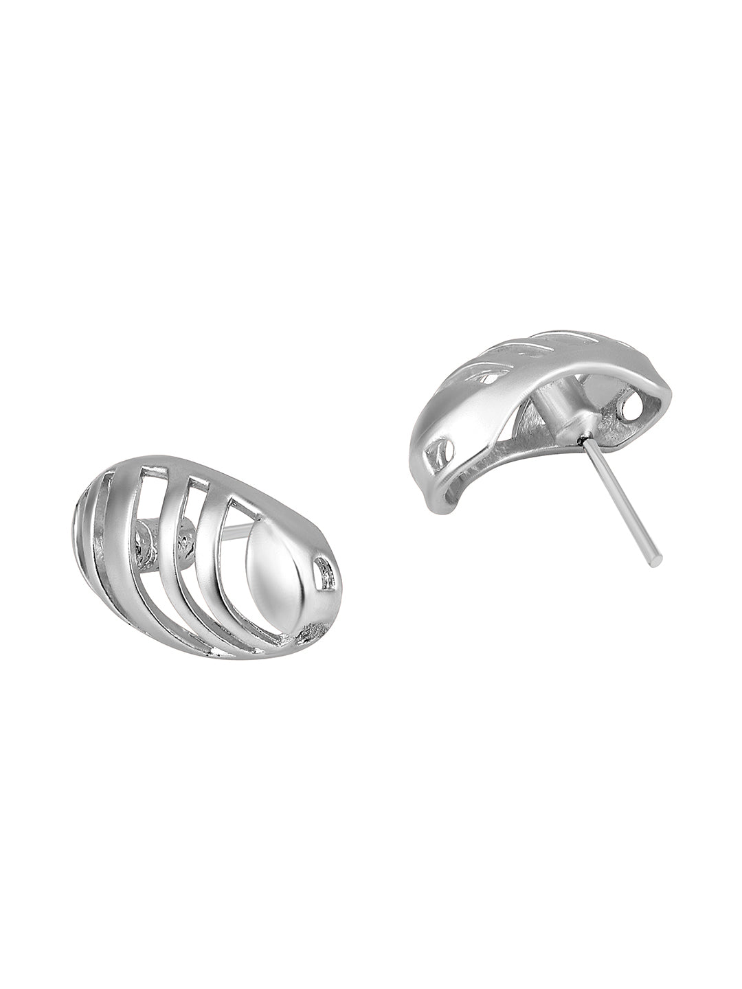 Silver Plated Handcrafted Stud Earring With The Closure Of Push Back