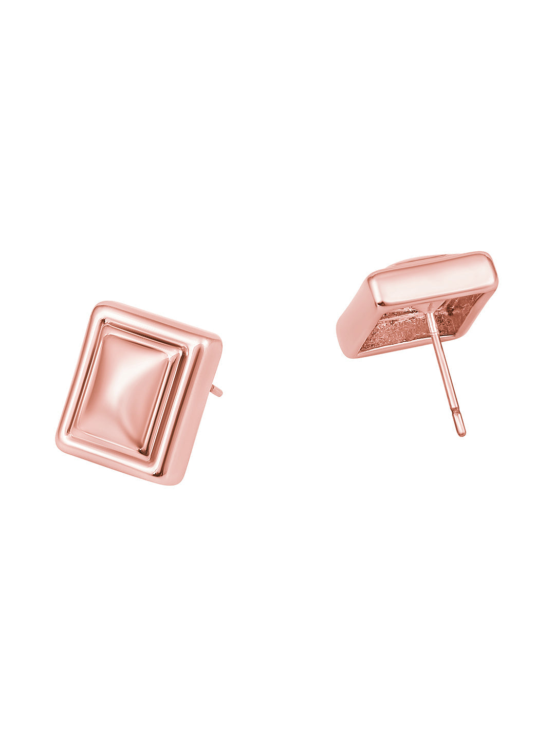 Rosegold-Plated Handcrafted Stud Earring With The Closure Of Push Back