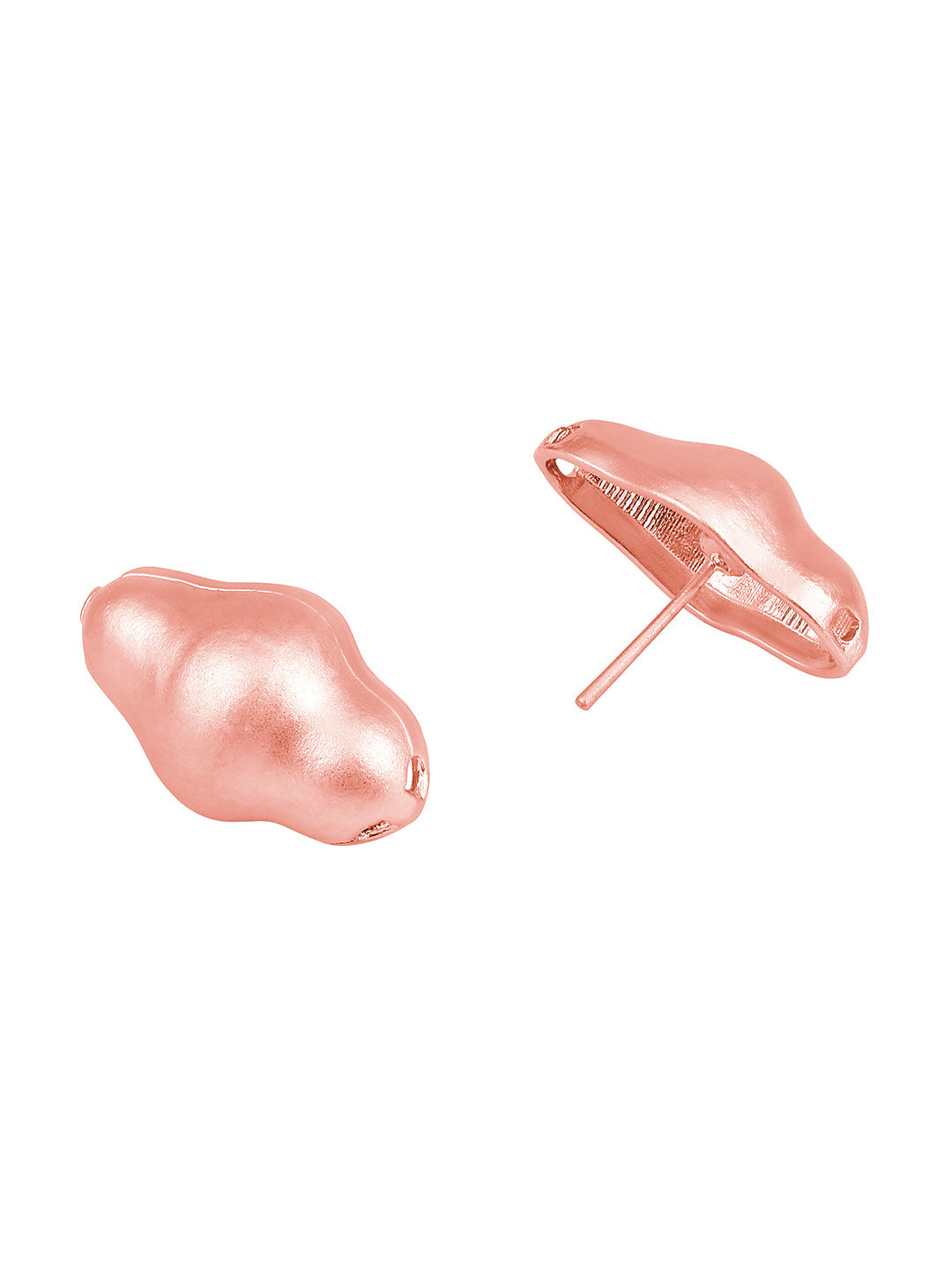 Rosegold-Plated Handcrafted Stud Earring With The Closure Of Push Back