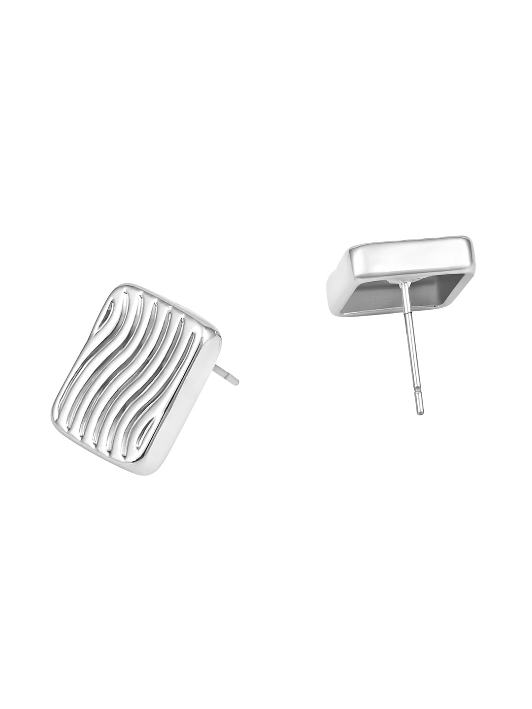 Silver Plated Handcrafted Stud Earring With The Closure Of Push Back