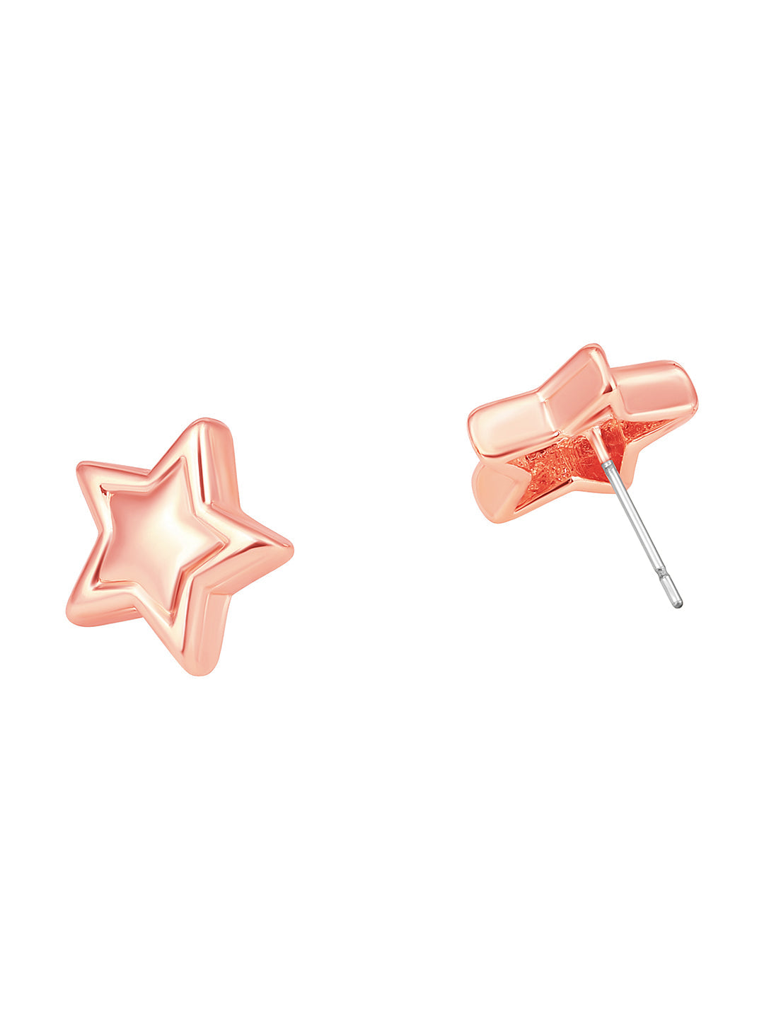 Rosegold-Plated Handcrafted Stud Earring With The Closure Of Push Back