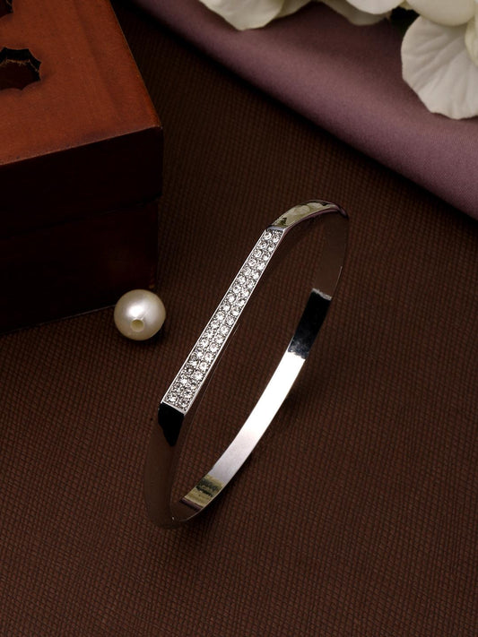 Austrian Elegance: Rhodium-Plated Adjustable Kada - ASMITTA Jewellery