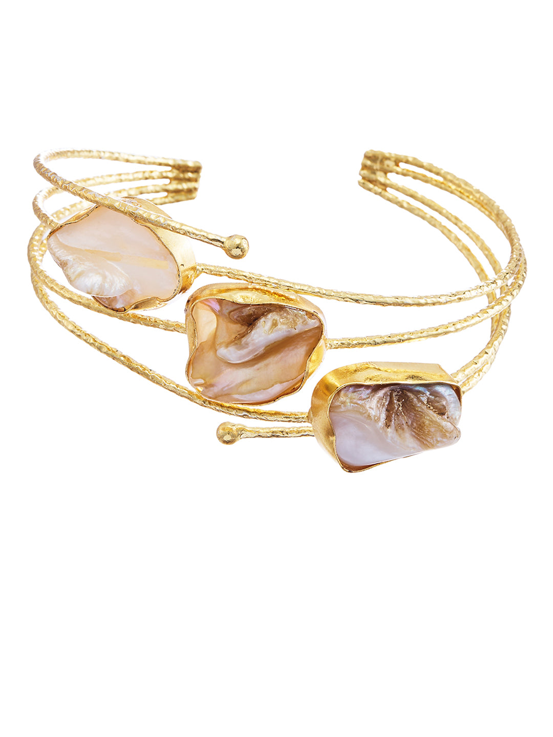 Gold-Plated Mother Of Pearls Cuff Bracelet