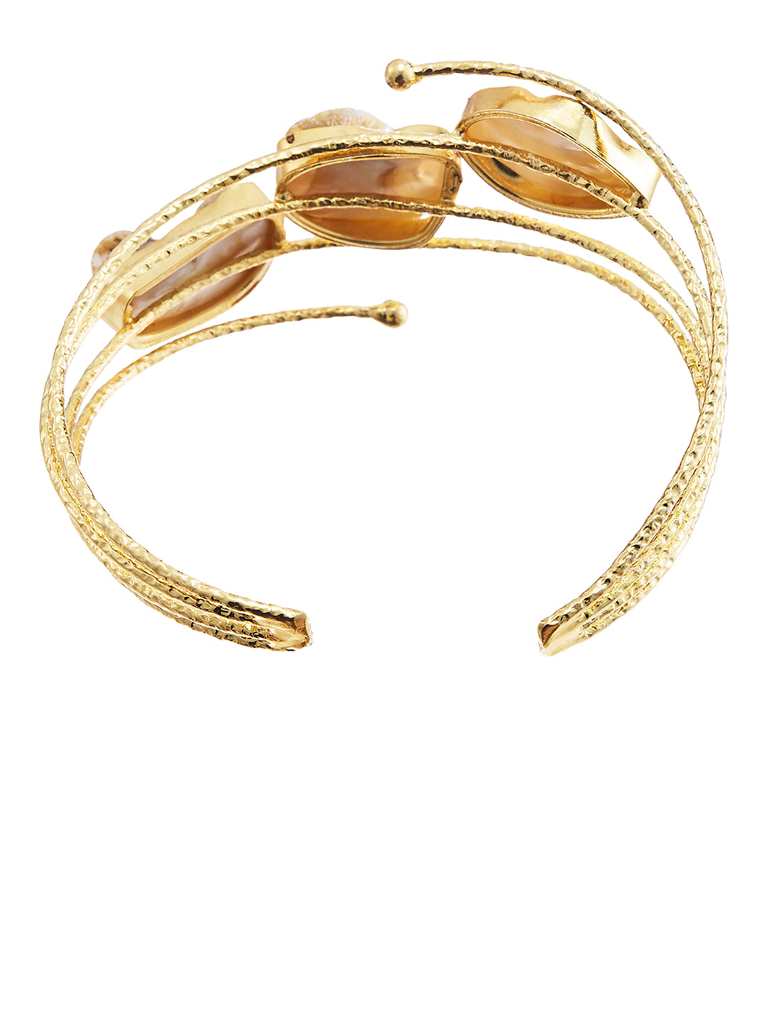 Gold-Plated Mother Of Pearls Cuff Bracelet