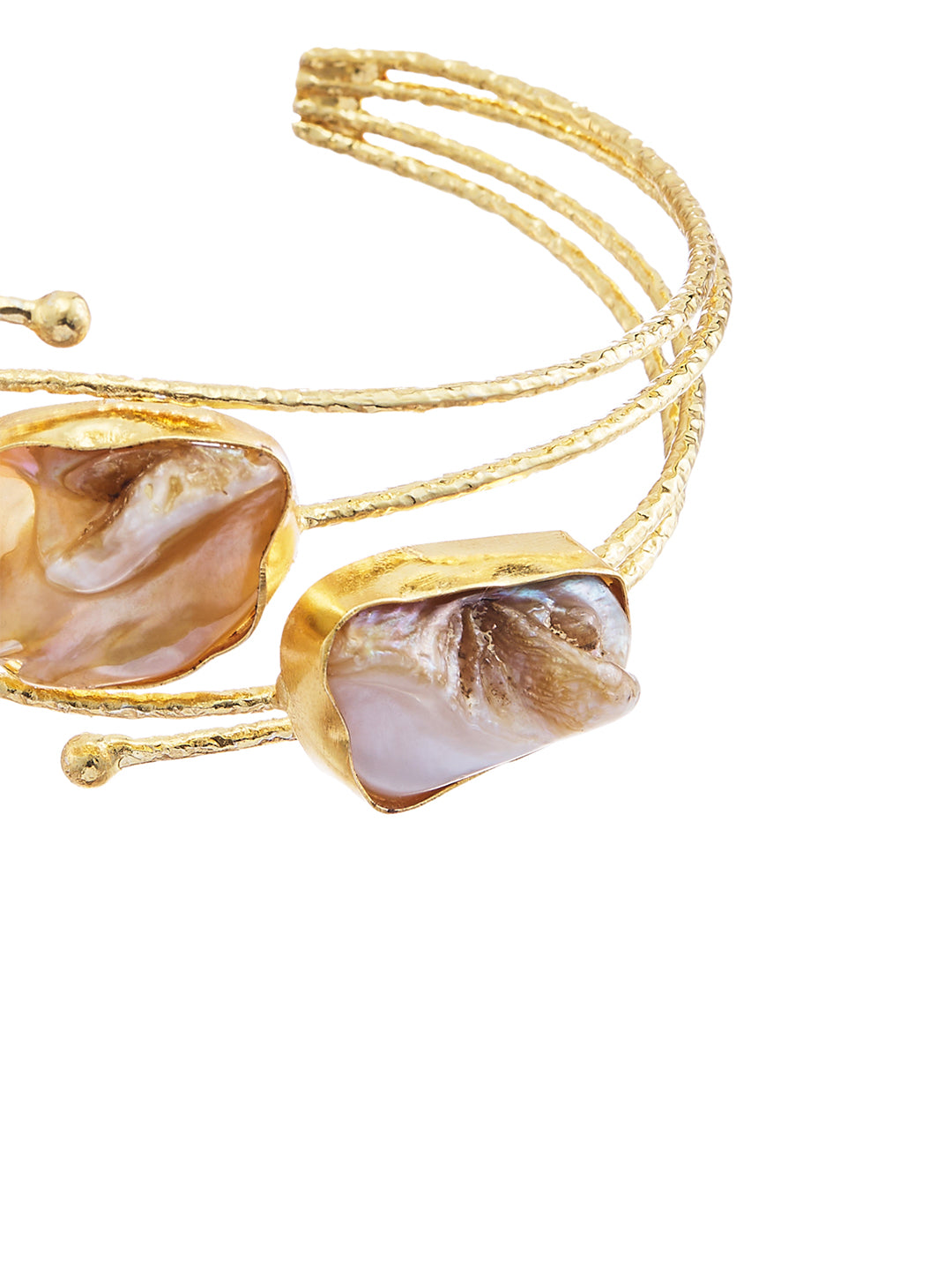 Gold-Plated Mother Of Pearls Cuff Bracelet