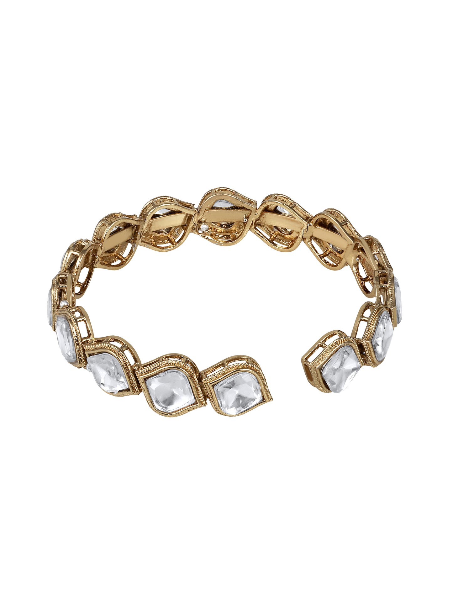 Gold-Plated Kundan Studded Bangle-Style Bracelet