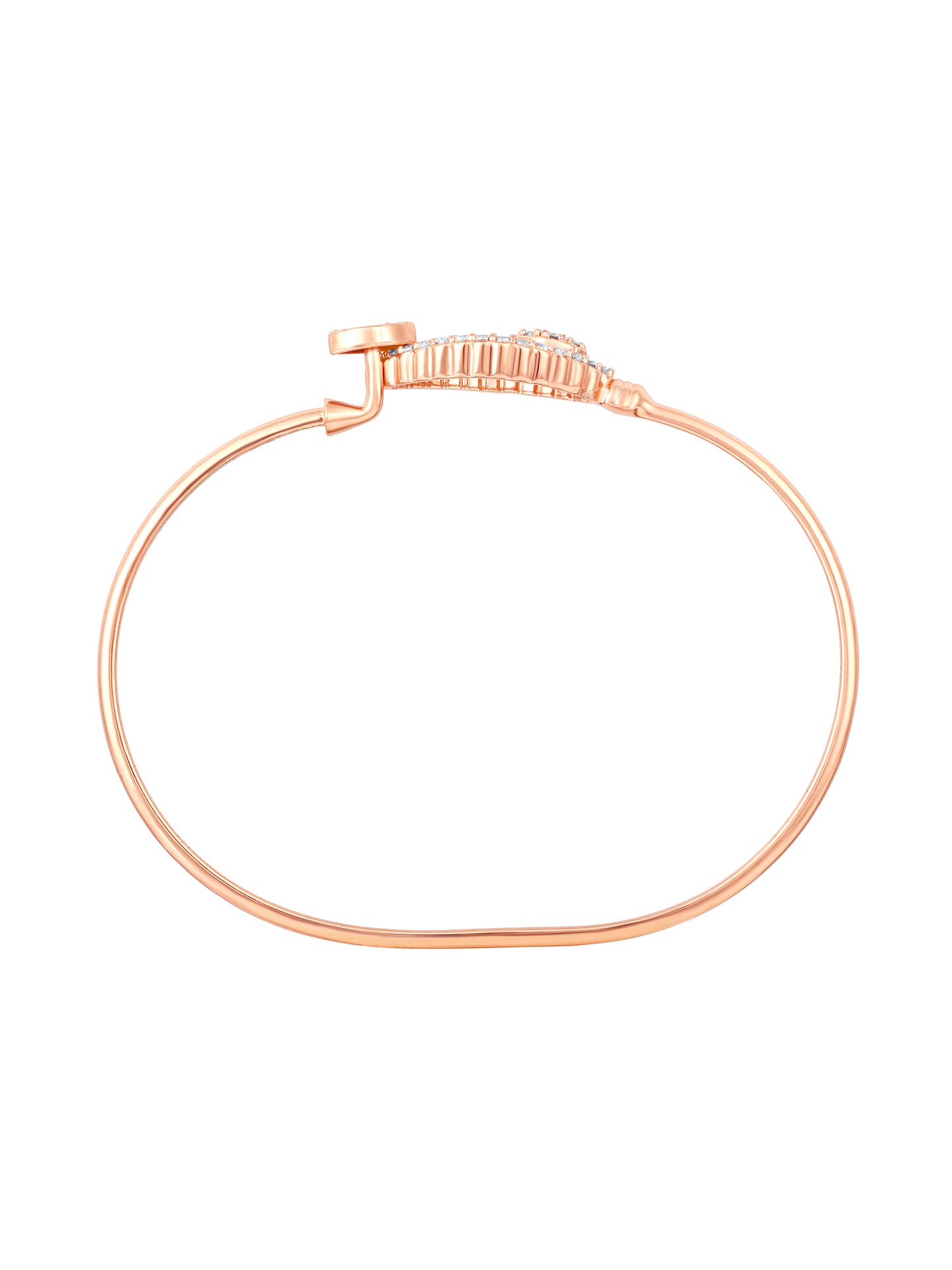 Rose Gold-Plated Cubic Zirconia Studded Kada Bracelet