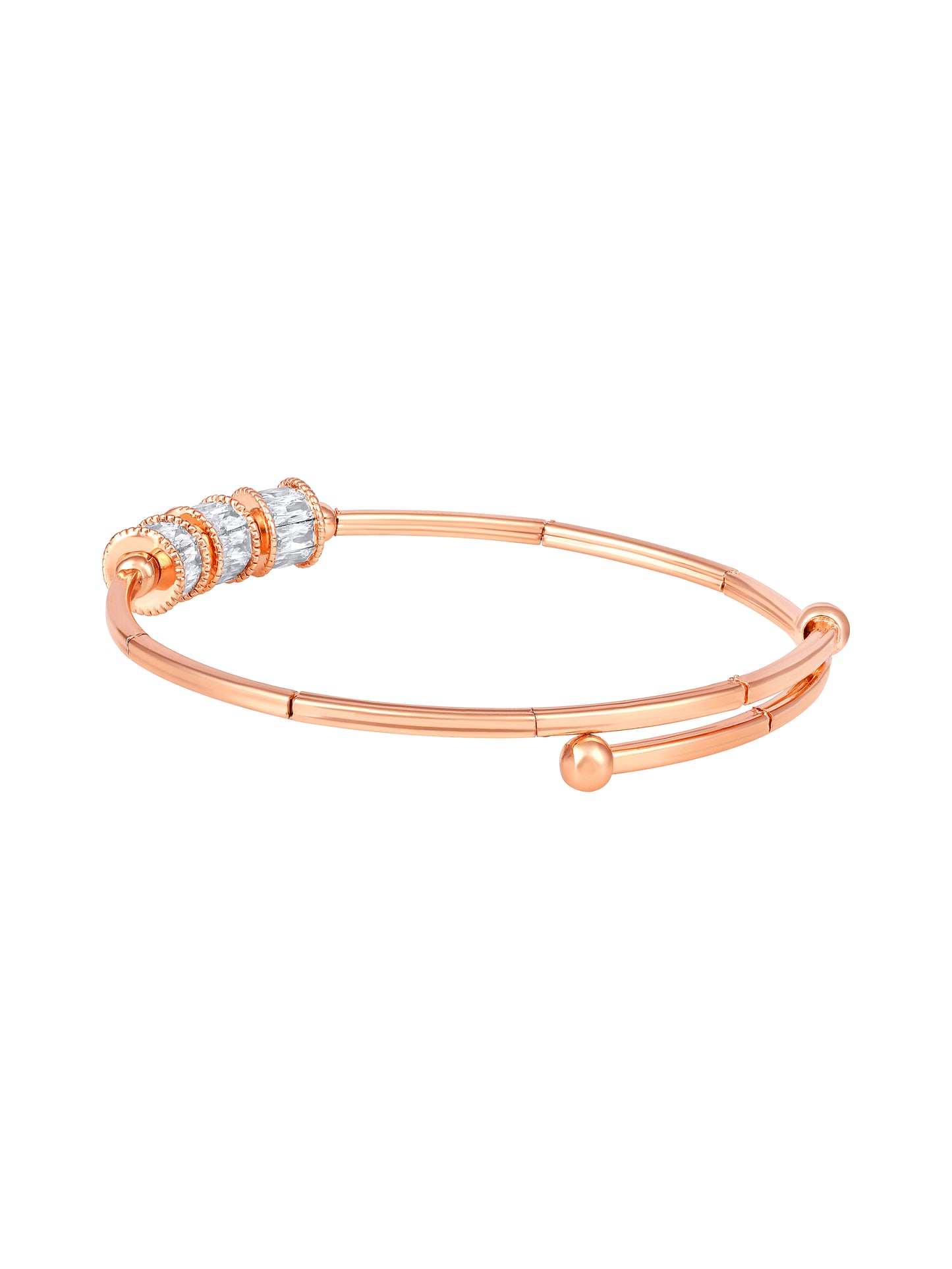 Rose Gold-Plated Cubic Zirconia Studded Kada Bracelet