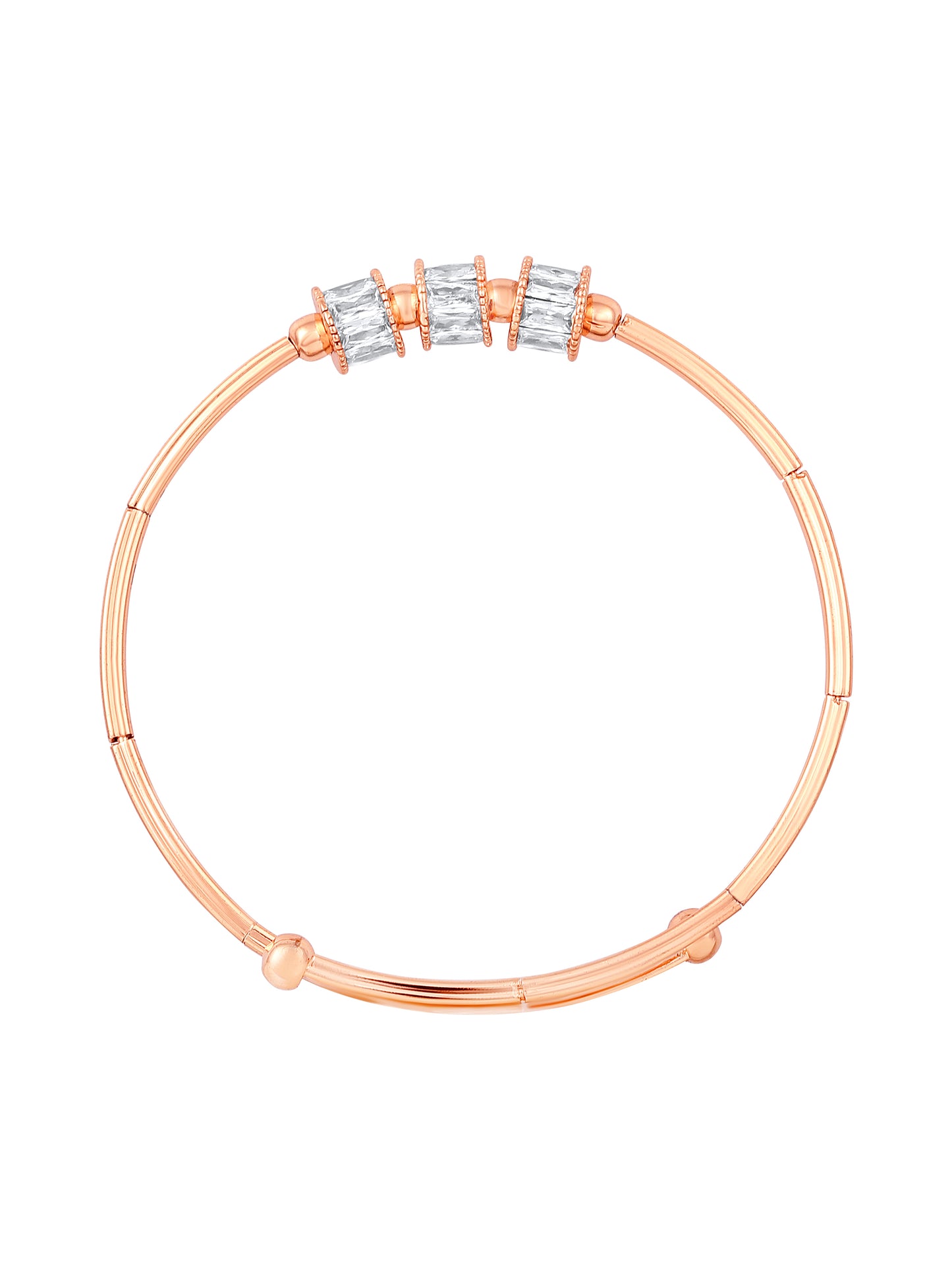 Rose Gold-Plated Cubic Zirconia Studded Kada Bracelet