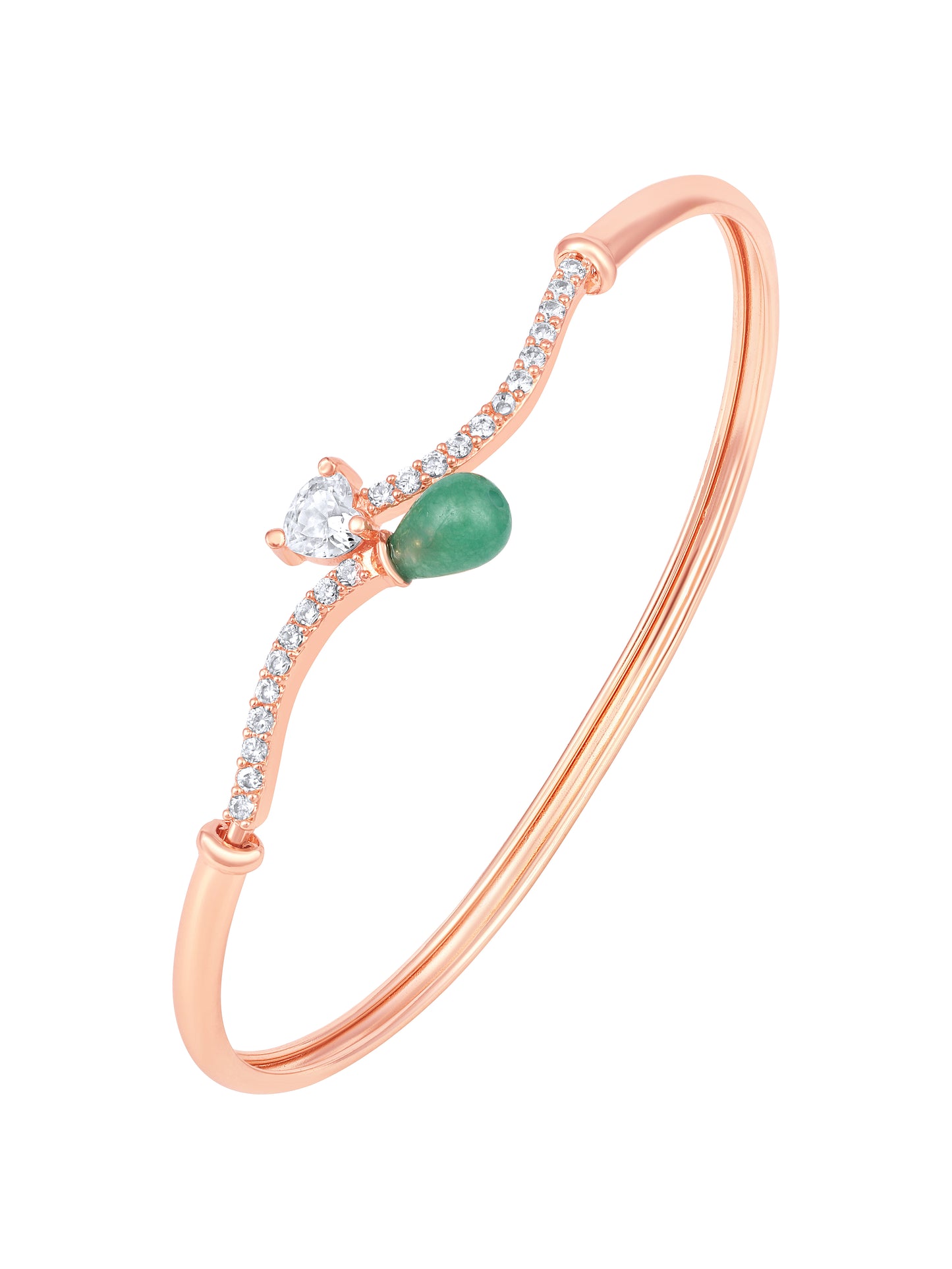 Rose Gold-Plated Cubic Zirconia Studded Kada Bracelet