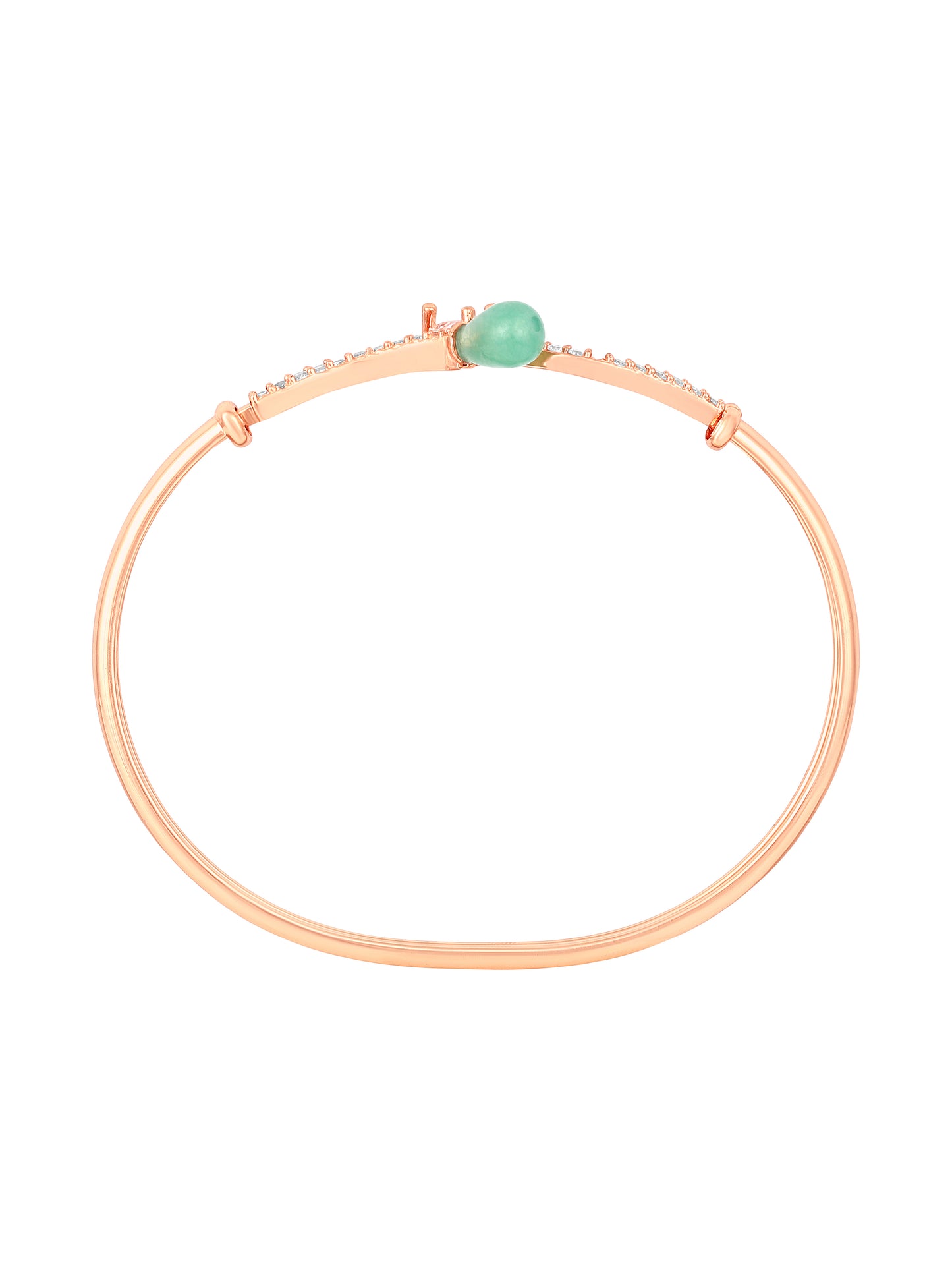 Rose Gold-Plated Cubic Zirconia Studded Kada Bracelet