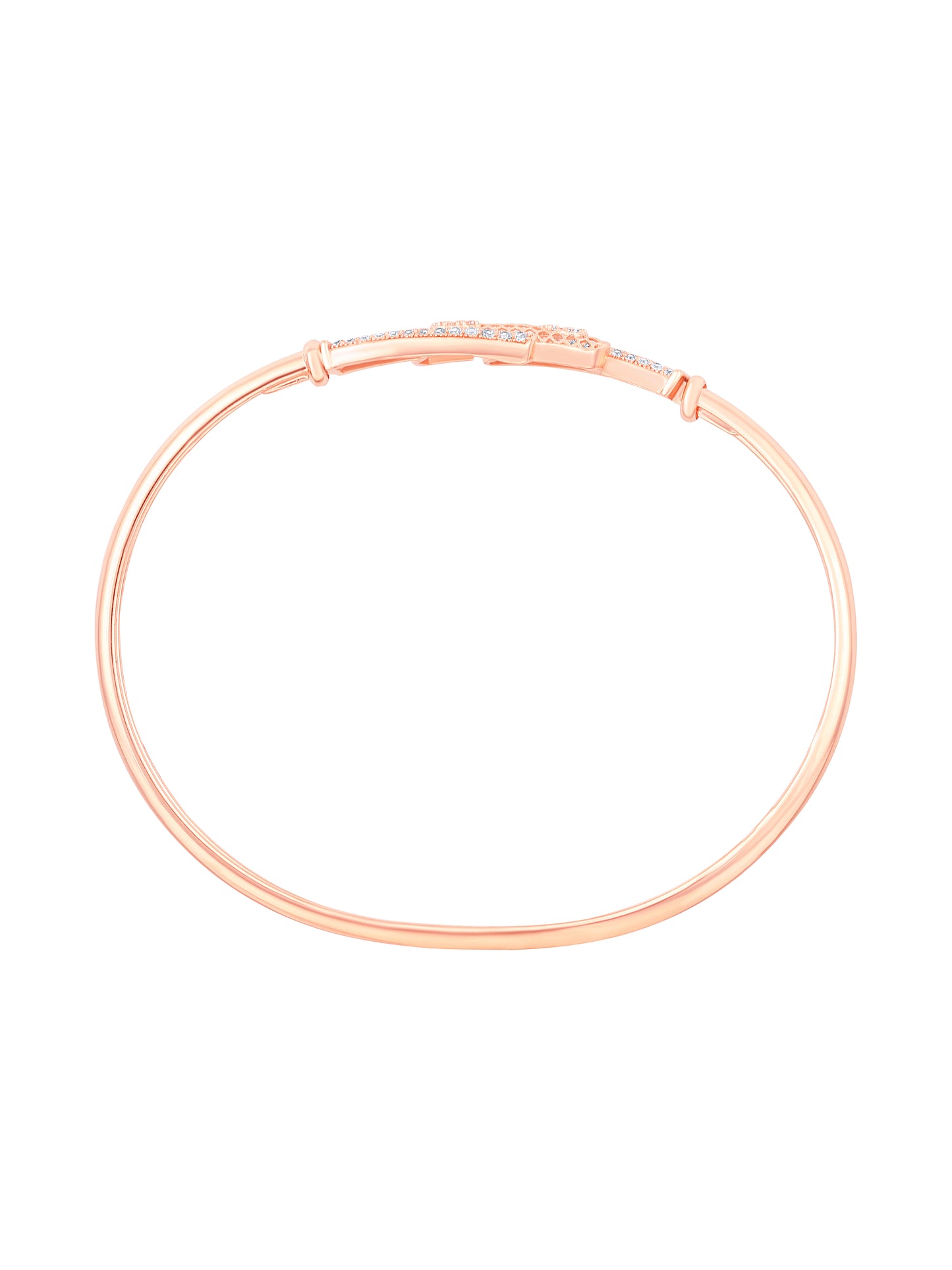 Rose Gold-Plated Cubic Zirconia Studded Kada Bracelet