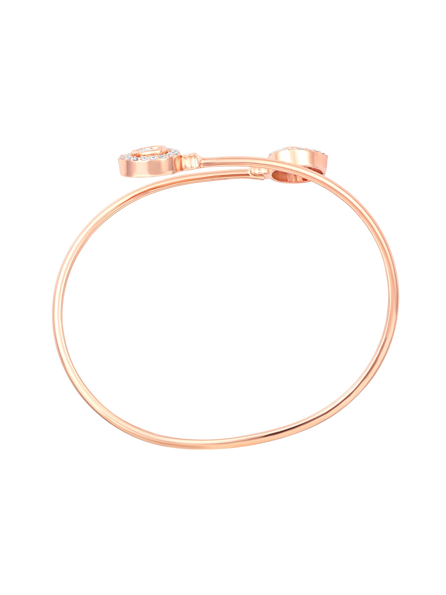 Rose Gold-Plated Cubic Zirconia Studded Kada Bracelet