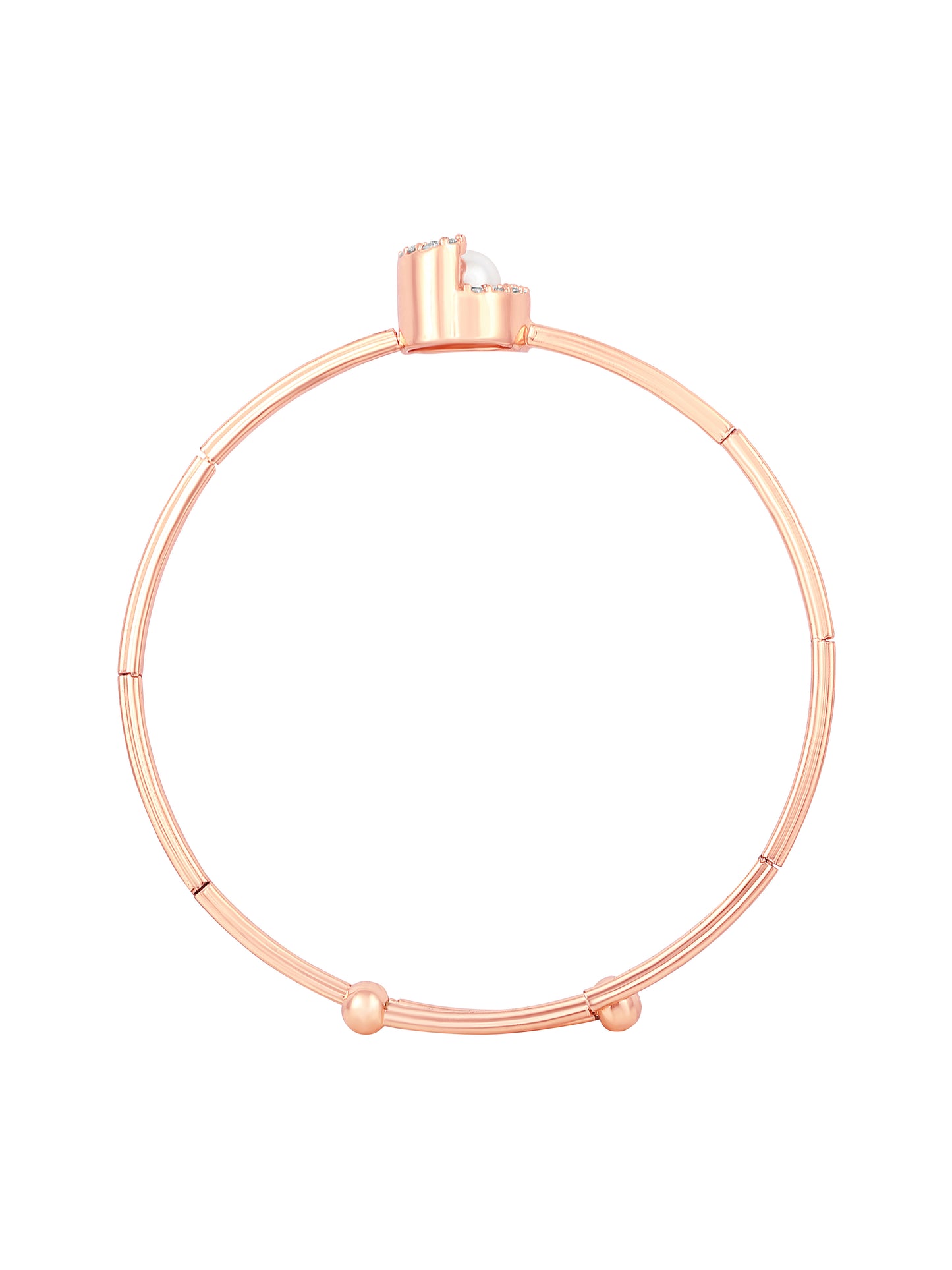 Rose Gold-Plated Cubic Zirconia Studded Kada Bracelet