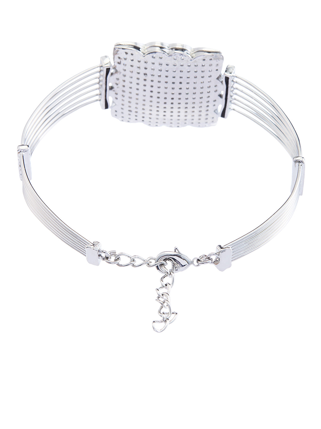 Rhodium-Plated Cubic Zirconia Studded Link Bracelet