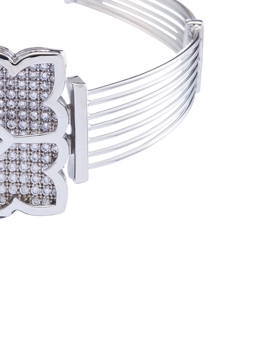 Rhodium-Plated Cubic Zirconia Studded Link Bracelet